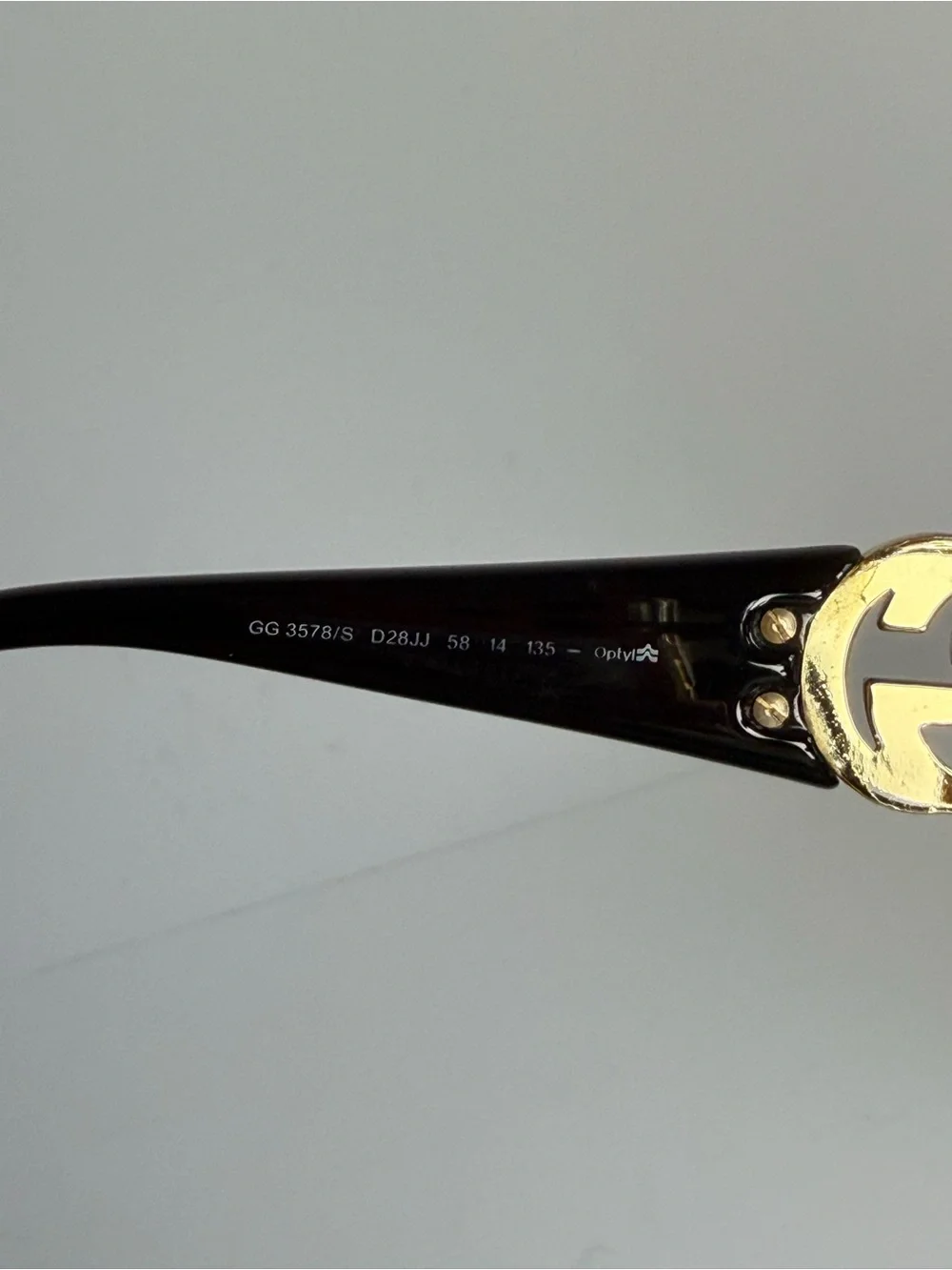 Gucci GG3578/S Black Gold Crystal GG Logo Oversized Sunglasses Italy
